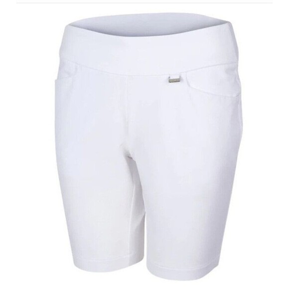 GREG NORMAN Pull On Golf Shorts Size Large White NEW Elastic Waist Active Sport - Picture 1 of 9